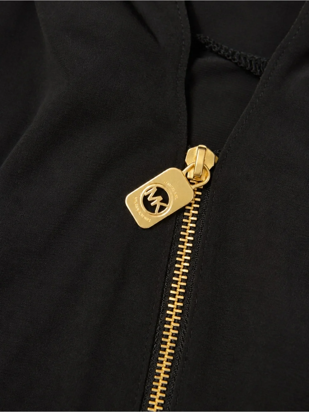 Michael Kors Black V-Neck Zip Pullover Tunic with Gold Hardware size small